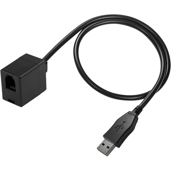 RJ9 Plug to USB Headset Adapter Cable for Plantronics Jabra Sennheiser Wireless DECT Headsets to Computer Laptop PC Mac VOIP Softphones