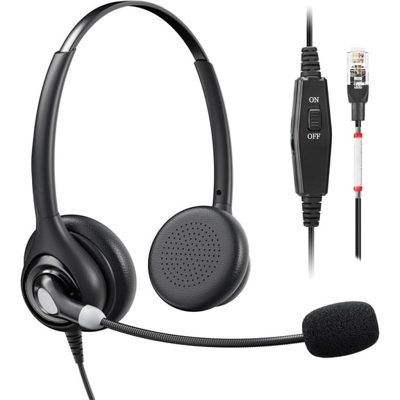 RJ9 Telephone Headset for Cisco IP Phones, Corded Headset with Mic Mute & Volume Control, Lightweight Clear Call Office , Compatible with 7940G 8841 7841 9971(A602C)