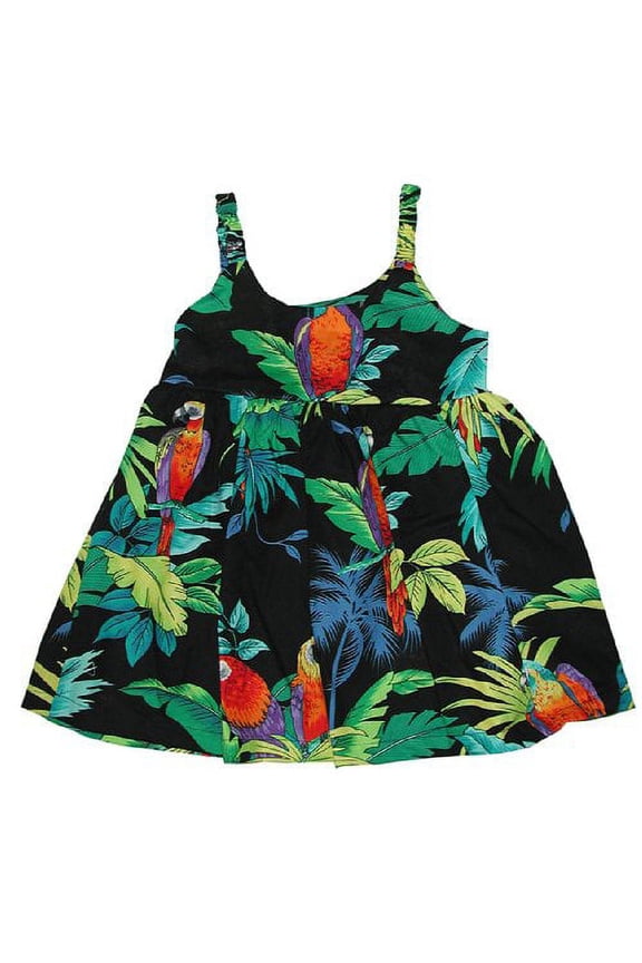 Girls Jungle Parrot Bungee Dress 2pc Set Black 6 Months