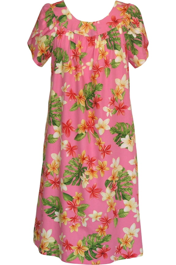 Women's Rainbow Plumeria Muumuu Dress, Pink, 2X Plus