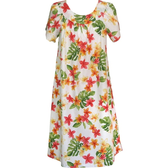 RJC Women's Rainbow Plumeria Muumuu Dress, White, 3X Plus