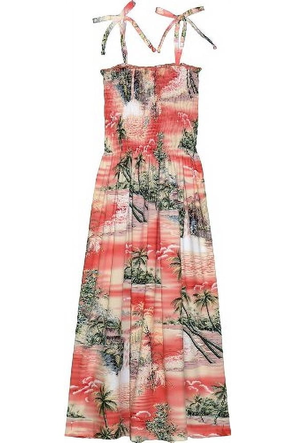 Womens Paradise Island Surf Elastic Tube Top Sundress in Coral - L