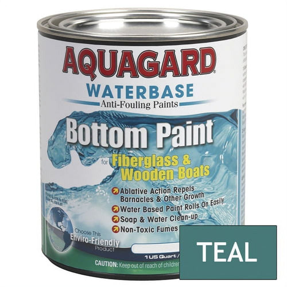 RJE International Aquagard Waterbased AntiFouling Bottom Paint 1Qt Teal 10005