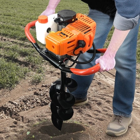 RJFKSN 62CC 2-Stroke Gas Powered Earth Auger Post Hole Digger with 4" 6" 8" 12" Bits and 3 Extension Bars, Heavy Duty Gas Hole Digger Set for Fence, Garden, Farm, Landscaping