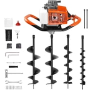 RJFKSN 72CC Gas Powered Post Hole Digger, EPA Compliant 2-Stroke Earth Auger with 3 Auger Bits 3", 5", 8" & Two 24" Extension Rods, Heavy Duty Hole Borer for Fence, Farm & Garden