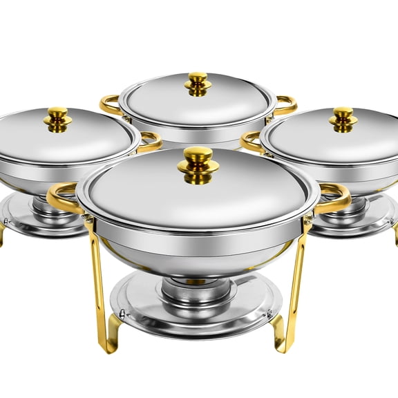 RJFKSN Chafing Dish 5QT Round 4 Pack Chafing Dish Set for Parties, Chafing Dishes for Buffet, Christmas Gatherings, Catering Events, Complete Buffet Warmer Set