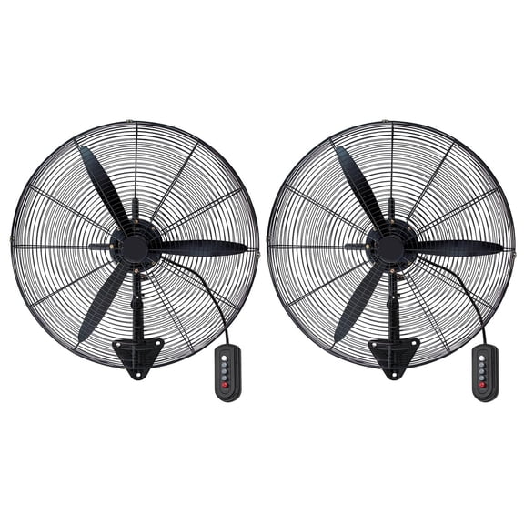 RJFKSN Wall Mount Oscillating Fan, 20-Inch Industrial Fan with 3-Speed Quiet 120W Motor, 7200 CFM, Metal Air Circulator for Garage, Warehouse and Workshop, 2-Pack