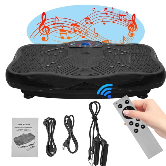 RJFKSN XXL Vibration Plate Exercise Machine, 440 lbs Capacity Whole Body Workout Fitness Platform with 120 Speed Levels & Resistance Bands for Weight Loss & Toning, Black