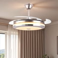 thumbnail image 1 of RJFKSNC 42" Smart Retractable Ceiling Fan with Light and Remote, Dimmable LED Fandelier, 6-Speed Reversible DC Motor, Brushed Nickel, 1 of 6