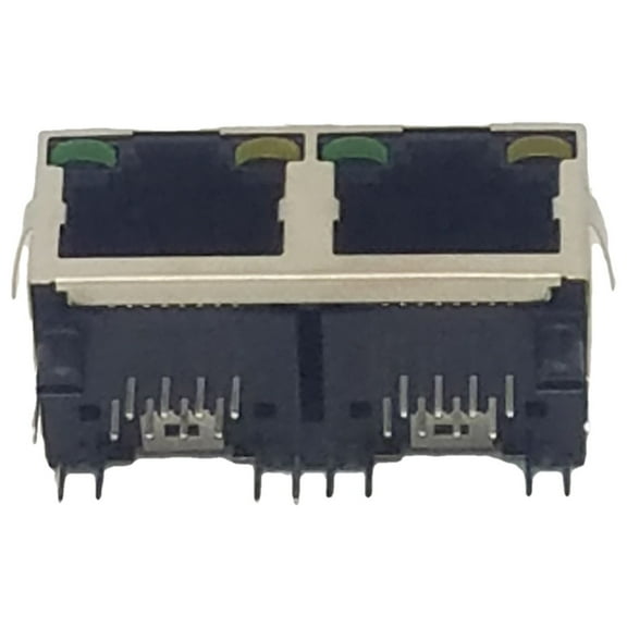 RJHSE-5384-02 Commercial Conn RJ-45 F 16 POS 2.03mm Solder RA Thru-Hole 24 Terminal 2 Port Cat 5