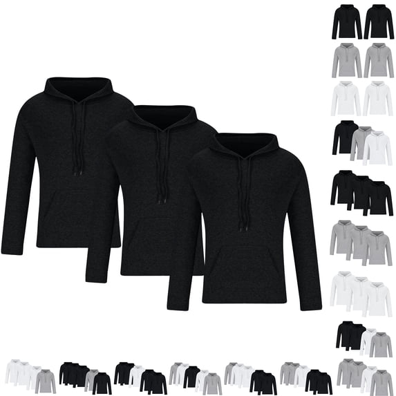 RJMDKXZ 3 Pack Men's Lightweight Fleece Pullover Hoodie Casual Comfy Long Sleeve Sweatshirt with Pocket for Men