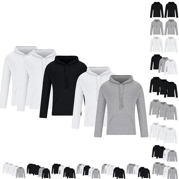 RJMDKXZ 5 Pack Men's Lightweight Fleece Pullover Hoodie Casual Comfy Long Sleeve Sweatshirt with Pocket for Men
