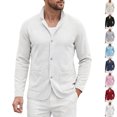 thumbnail image 1 of RJMDKXZ Men's Cardigan Sweaters Casual Classic Textured Button Down Notch Lapel Long Sleeve Cardigan with Pockets, 1 of 6