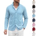 thumbnail image 1 of RJMDKXZ Men's Cardigan Sweaters Casual Classic Textured Button Down Notch Lapel Long Sleeve Cardigan with Pockets, 1 of 6