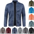 thumbnail image 1 of RJMDKXZ Men's Cardigan Sweaters Casual Full Zip Stand Collar Fleece Jackets with Zipper Pockets Fall Winter Lightweight Knitted Sweaters with Zipper Pockets, 1 of 5