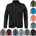 thumbnail image 1 of RJMDKXZ Men's Cardigan Sweaters Casual Full Zip Stand Collar Fleece Jackets with Zipper Pockets Fall Winter Lightweight Knitted Sweaters with Zipper Pockets, 1 of 5