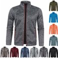 thumbnail image 1 of RJMDKXZ Men's Cardigan Sweaters Casual Full Zip Stand Collar Fleece Jackets with Zipper Pockets Fall Winter Lightweight Knitted Sweaters with Zipper Pockets, 1 of 5
