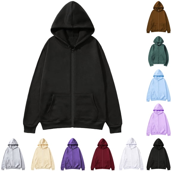 RJMDKXZ Men's Full Zip Hoodie Fleece Long Sleeve Hooded Sweatshirt Casual Drawstring Zip Up Jacket with Pockets