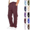 thumbnail image 1 of RJMDKXZ Mens Cargo Sweatpants Baggy Comfy Fleece Straight Leg Sweat Pant Elastic Waist Drawstring Trousers with Multi Pockets, 1 of 5