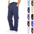 thumbnail image 1 of RJMDKXZ Mens Cargo Sweatpants Baggy Comfy Fleece Straight Leg Sweat Pant Elastic Waist Drawstring Trousers with Multi Pockets, 1 of 5