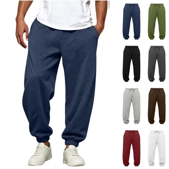 RJMDKXZ Mens Fleece Elastic Bottom Sweatpants Comfy Casual Elastic Waist Drawstring Baggy Lounge Workout Jogger Pants with Pockets