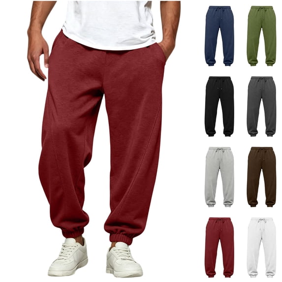 RJMDKXZ Mens Fleece Elastic Bottom Sweatpants Comfy Casual Elastic Waist Drawstring Baggy Lounge Workout Jogger Pants with Pockets