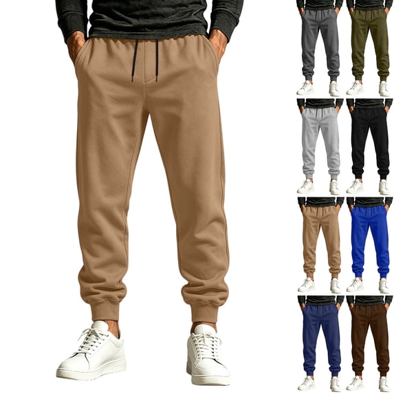 RJMDKXZ Mens Sweatpants Fleece Baggy Wide Leg Elastic Bottom Casual Elastic Waist Drawstring Joggers with 4 Pockets