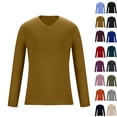 thumbnail image 1 of RJMDKXZ Mens V Neck Sweaters Casual Cotton Ribbed Knit Lightweight Long Sleeve Solid Pullover Tops, 1 of 5