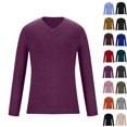thumbnail image 1 of RJMDKXZ Mens V Neck Sweaters Casual Cotton Ribbed Knit Lightweight Long Sleeve Solid Pullover Tops, 1 of 5