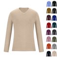 thumbnail image 1 of RJMDKXZ Mens V Neck Sweaters Casual Cotton Ribbed Knit Lightweight Long Sleeve Solid Pullover Tops, 1 of 5