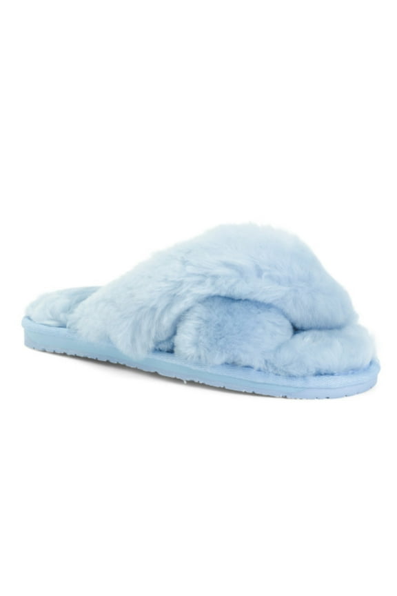 RJS Fuzzies Women's Emma X-Cross Fuzzy Genuine Sheepskin Cozy Slippers