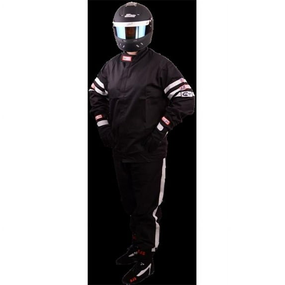 RJS Racing Equipment 02-0017-01-24 Racer 5 Classic SFI 3-2A & 1, 2-Layer 2 Pieces Fire Retardant Cotton Suit Junior Size 10-12, Black