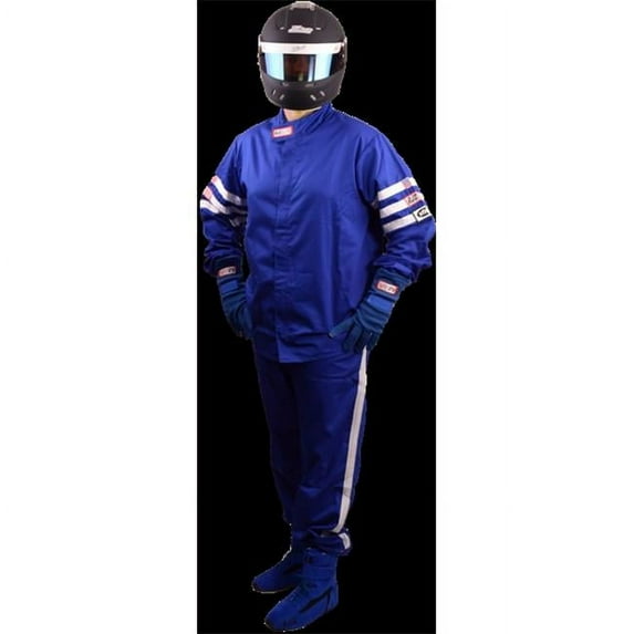 RJS Racing Equipment 02-0017-03-11 Racer 5 Classic SFI 3-2A & 5, 2-Layer 2 Pieces Fire Retardant Cotton Suit Custom Fit 6X, Blue