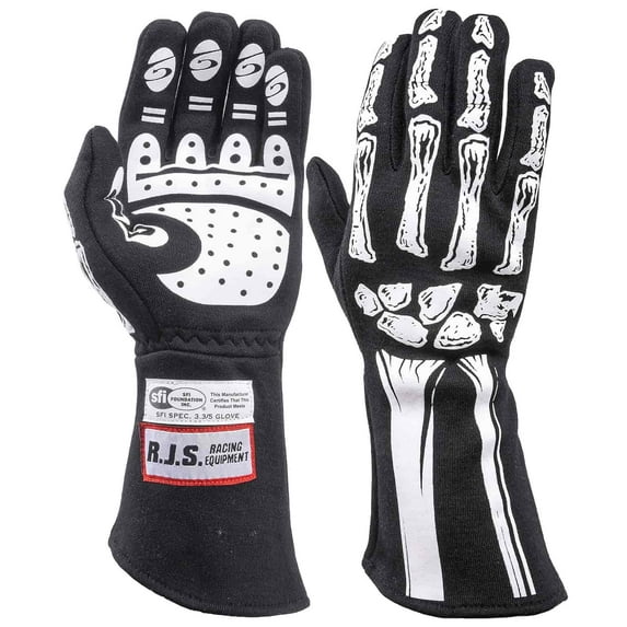 RJS Racing Equipment 600080137 Skeleton Double Layer Nomex Racing Gloves SFI 3.3