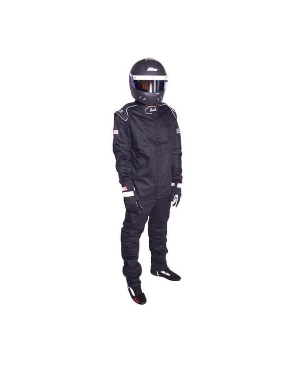 RJS200400106 Single Layer SFI-1 Proban Cotton Fire Jacket, Black - Extra Large