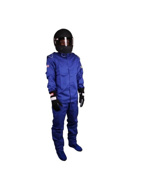 RJS200400306 Single Layer SFI-1 Proban Cotton Fire Jacket, Blue - Extra Large