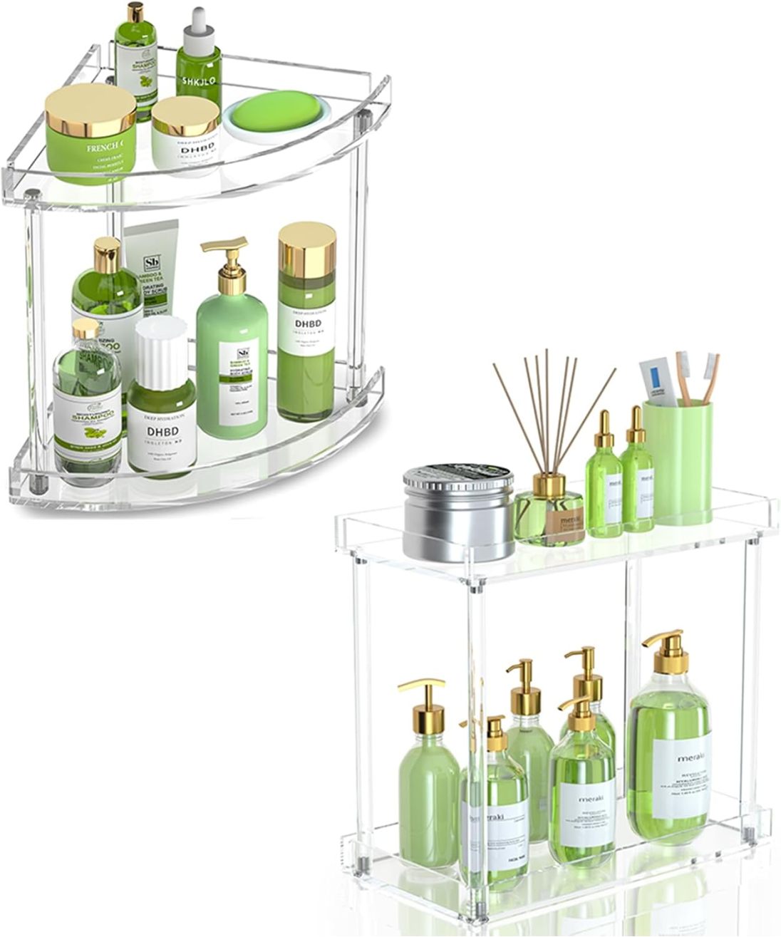 RJTZ 2-Tier Clear Acrylic Bathroom Countertop Organizer, Modern Style ...