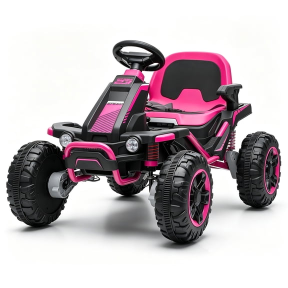RJV 24V Kids Electric Car, 4WD 800W Ride-On UTV with Adjustable Seat, Parent Remote, 4-Wheel Suspension, Bluetooth, USB and LED Headlights, Magenta