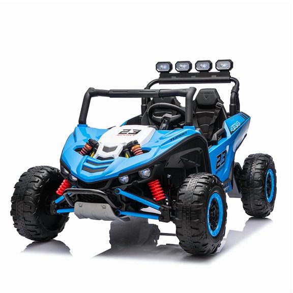 RJV 24V Kids Electric UTV, 4x4 2-Seater Ride-On Car with Four 200W Motors, Parent Remote, 12-Inch Tires, Bluetooth and LED Searchlights, Blue