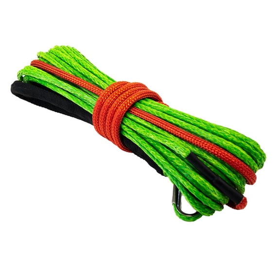 RJWC Green Ultra-Durable UHMWPE Ultra High Molecular Weight Polyethylene Fabric Winch Line for Heavy-Duty Winching For ATV / UTV 3/16" x 50 Ft 5000LBS