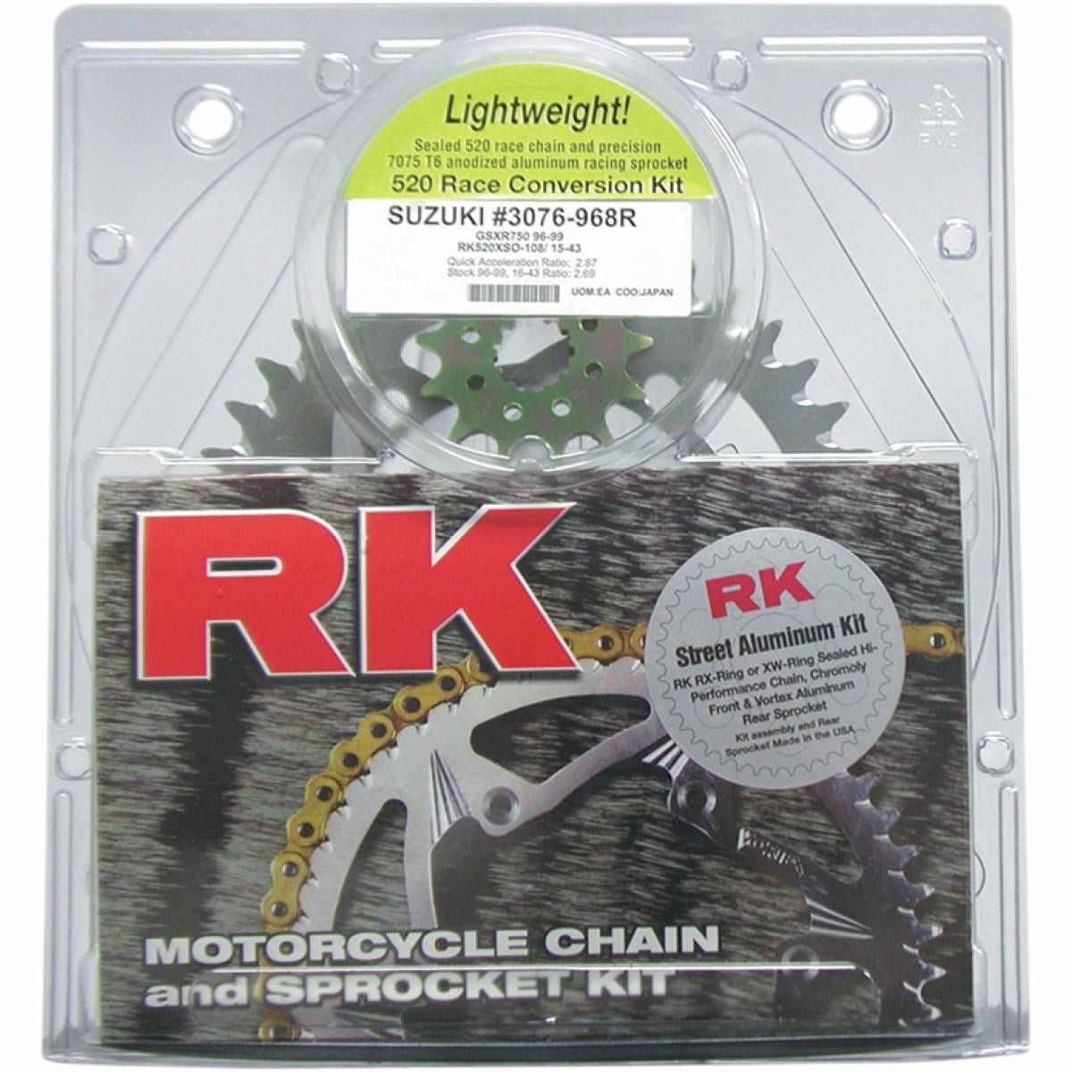 RK 3066118DG 520 Aluminum Race Chain/Sprocket Kit Gold