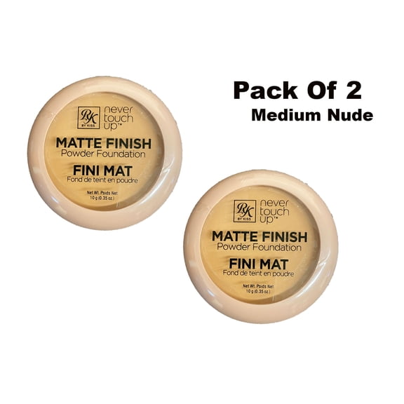 RK By Kisses Never Touch Up Matte Finish Powder Foundation - Medium Nude Pack 2