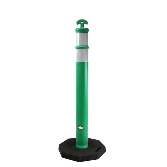 RK DPOST2T Polyethylene Portable Delineator Post with 13 lbs Recycled Octagonal Rubber Base, 42" Height (Set of 4, Green)