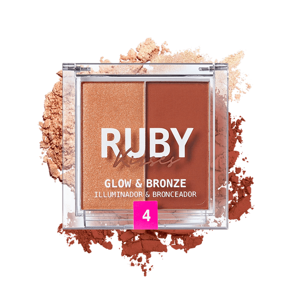 Ruby Kisses Glow  Bronze Highlighter Bronzer Duo | Radiant Face Palette – Choose Color