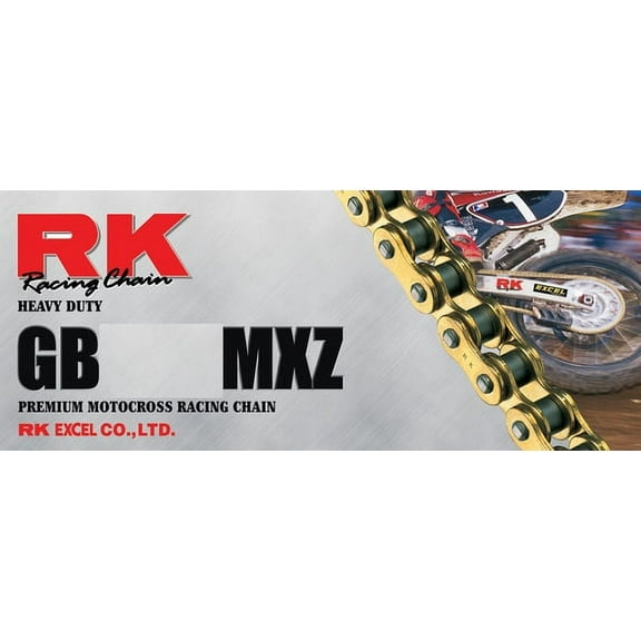 RK GB420MXZ Heavy Duty Gold MX Race Motorcycle Chain - 118 Link