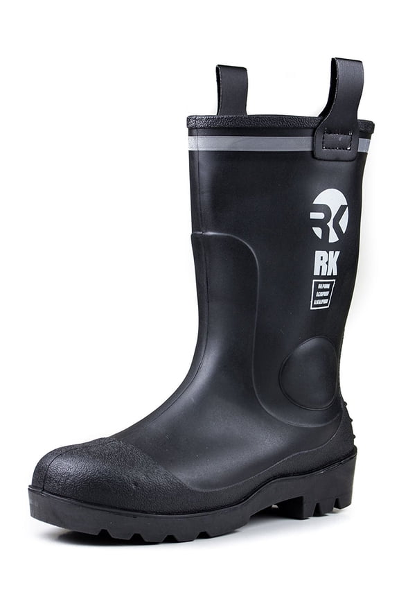 RK Mens Waterproof Rubber Sole Rain Boots - Black / 12 D(M) US