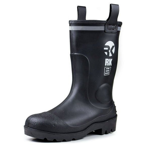 RK Mens Waterproof Rubber Sole Rain Boots - Black / 13 D(M) US