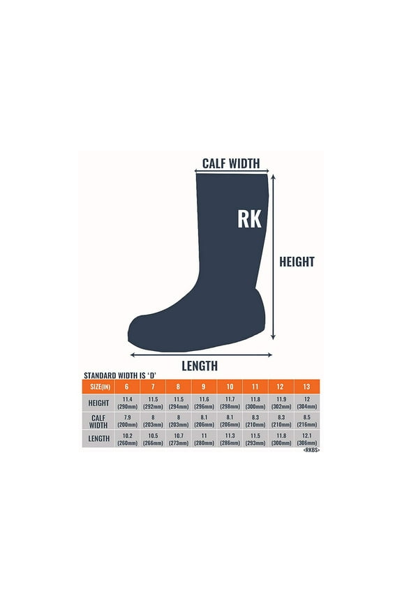 RK Mens Waterproof Rubber Sole Rain Boots, Black, Size 9.0