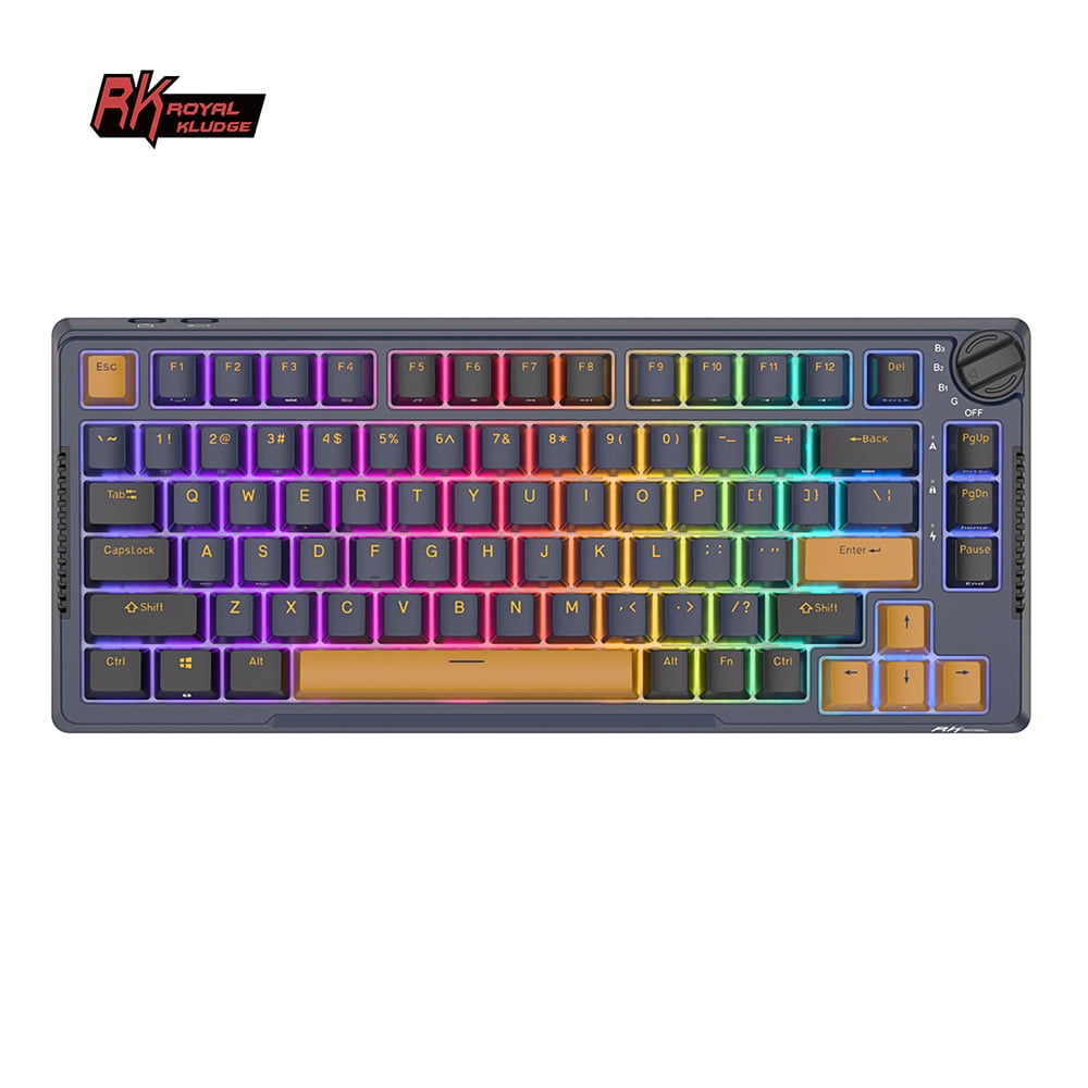 RK ROYAL KLUDGE H81 Wireless Mechanical Keyboard, 75% Knob Control Triple Mode BT5.1/2.4Ghz/USB-C Gaming Keyboard Gasket Mount with RGB Backlit 3750mA RK ROYAL KLUDGE H81 Hot Swappable Mechanical Keyboard Triple Mode
