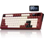 RK ROYAL KLUDGE M100 Tri-Mode Wireless Mechanical Keyboard with Screen, Dual Knobs, Gasket Mount, RGB Backlit, Hot-Swappable Cream Switches, Full-Size with Number Pad, Dark Red